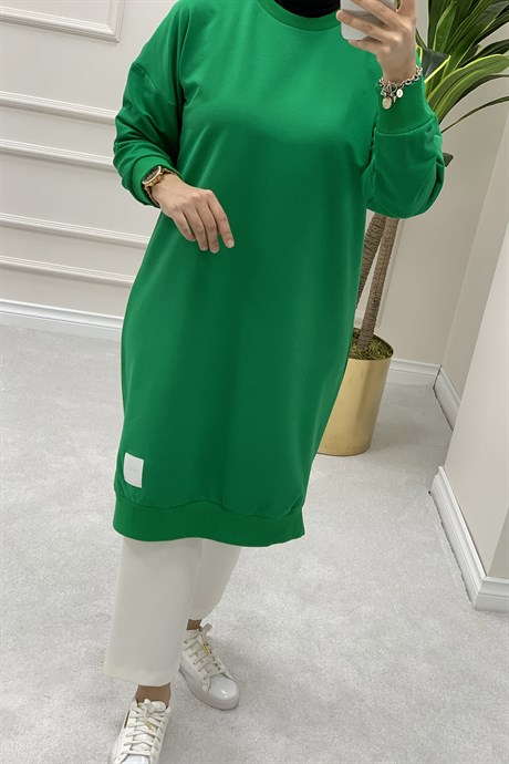 TunikDüşük Omuz Uzun Spor Kadın Tunik Yeşil NSC 11582
