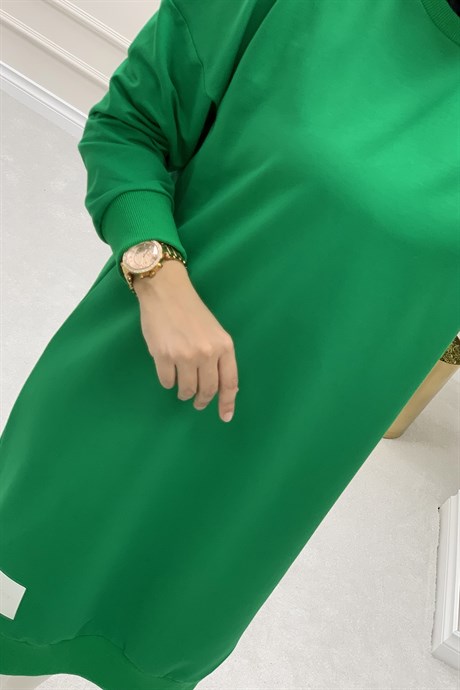 TunikDüşük Omuz Uzun Spor Kadın Tunik Yeşil NSC 11582